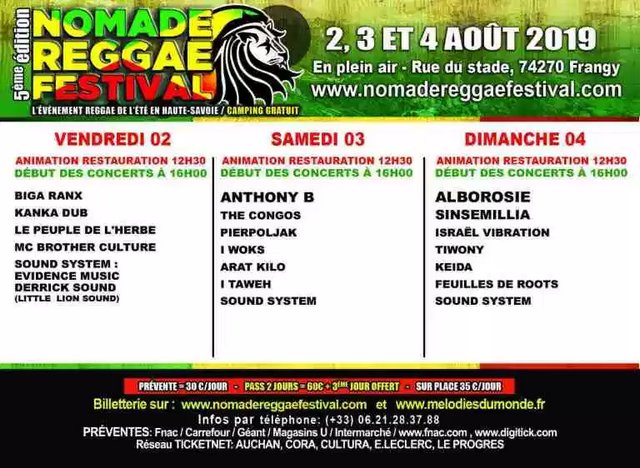 Nomade Reggae Festival 2019 line up